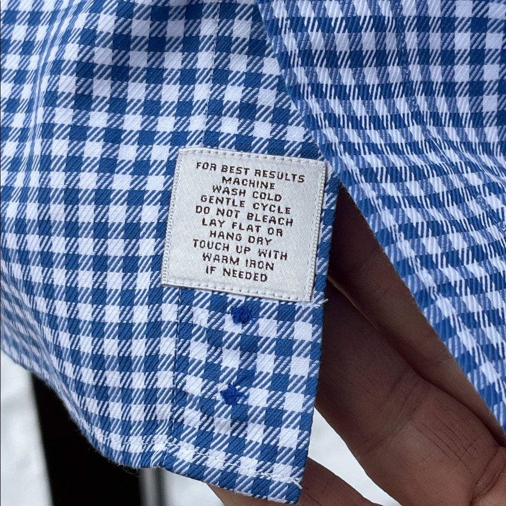 -Peter Millar Blue/White Gingham Button Down L/S As New Shirt Men's Size L - Picture 13 of 14
